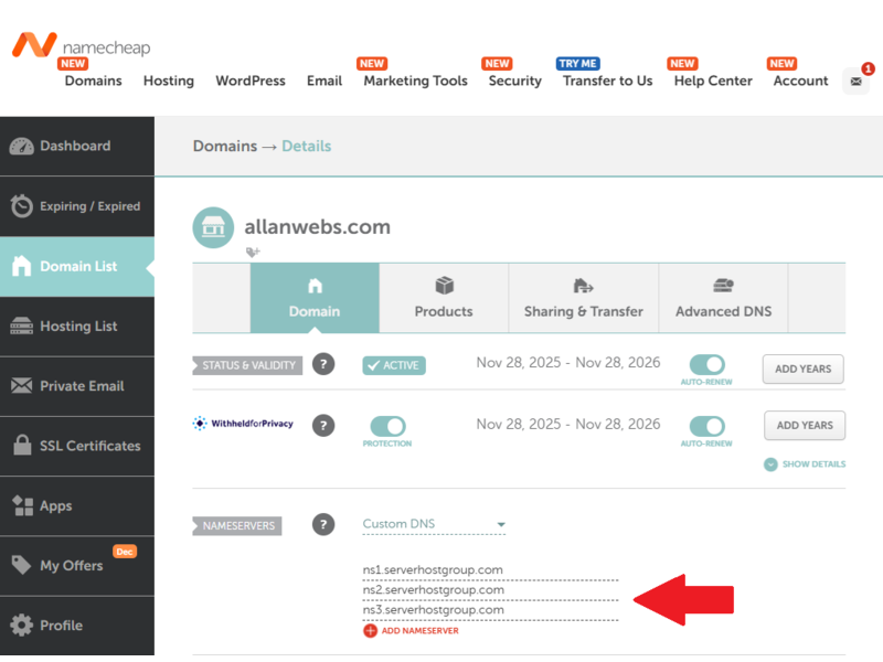 Cómo apuntar un dominio a la web de Allanwebs paso a paso