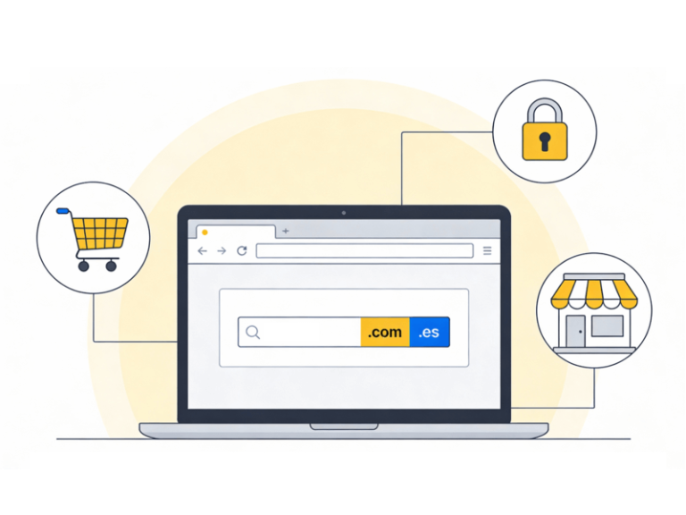 Buscador de dominios .com y .es para guía paso a paso