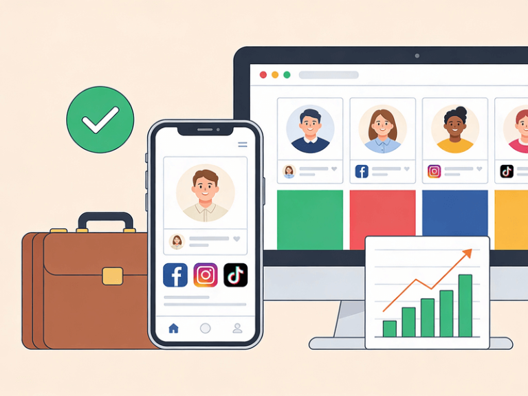 Mostrando perfiles de redes sociales profesionales de un negocio