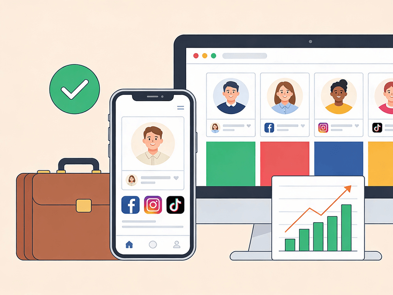 Mostrando perfiles de redes sociales profesionales de un negocio